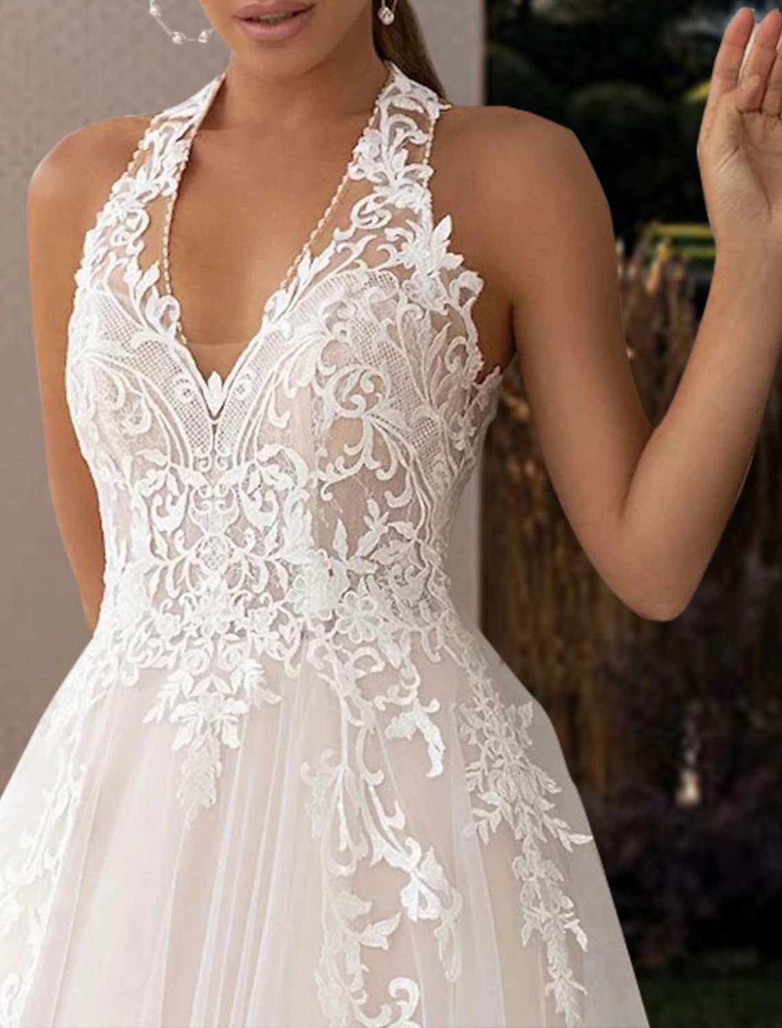 Beach Open Back Wedding Dress Sweep Train A-Line Sleeveless Halter Lace Appliques Boho Bride Gowns Vestidos De Novia Customed 2023
