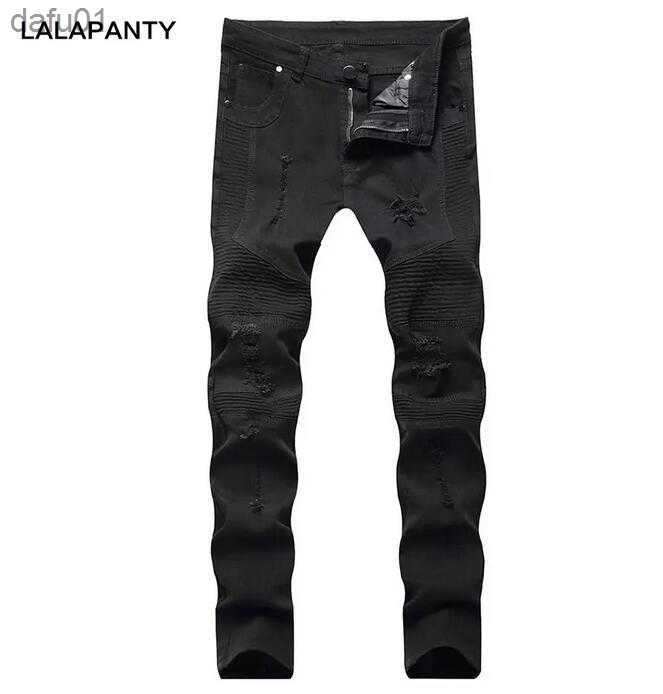 Men's Jeans LALAPANTY representative jeans clothing slp blue/black ripped men's slim fit denim straight biker skinny men ripped pants L230520
Men's Jeans LALAPANTY representative jeans clothing slp blue/black ripped men's slim fit denim straight biker skinny men ripped pants L230520