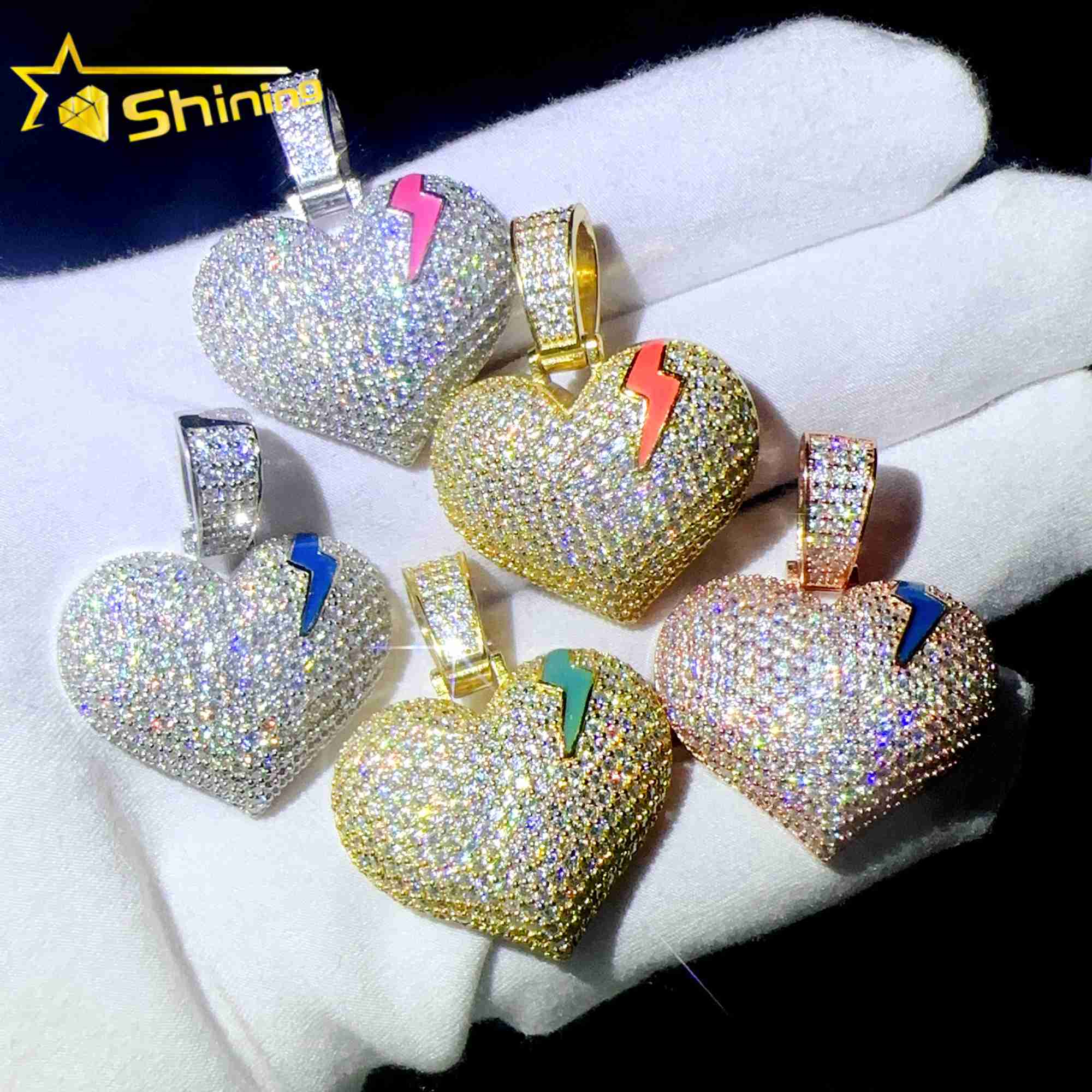 Custom enamel filling heart shape pendants 925 silver moissanite diamond men women fashion heart necklace pendant
Custom enamel filling heart shape pendants 925 silver moissanite diamond men women fashion heart necklace pendant