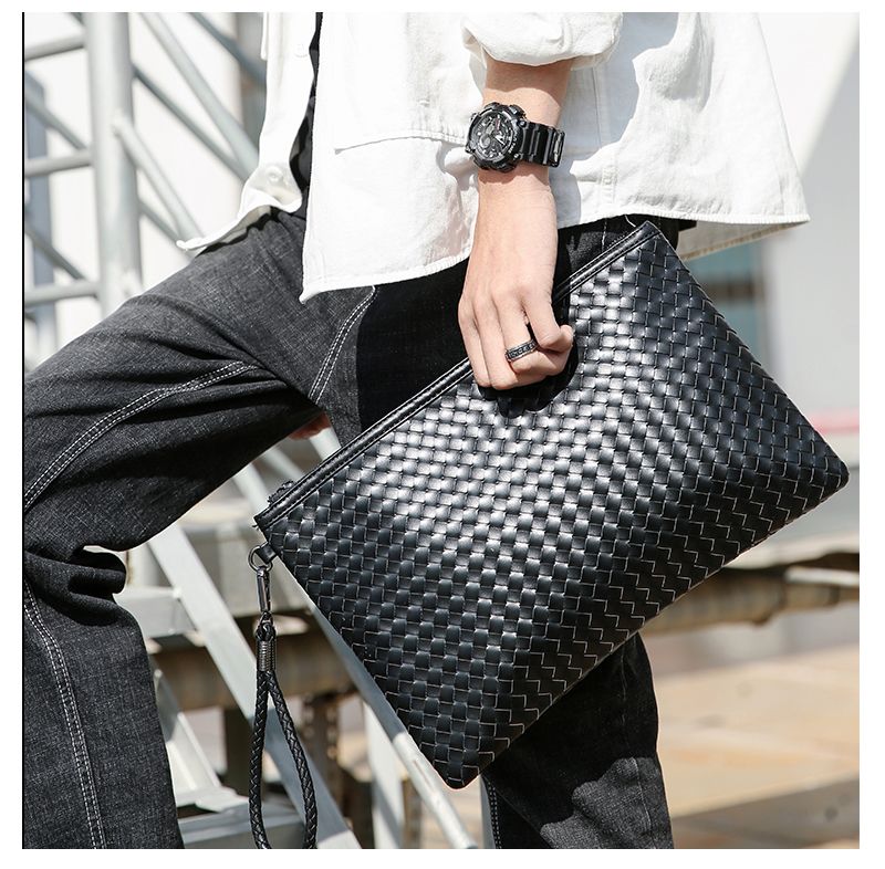 purse Designer man Handbag waist bags Clutch weave Casual Mens Fashion envelope bag large multiple pockets inside hidden zipper pocket dicky0750