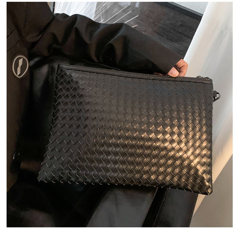 purse Designer man Handbag waist bags Clutch weave Casual Mens Fashion envelope bag large multiple pockets inside hidden zipper pocket dicky0750