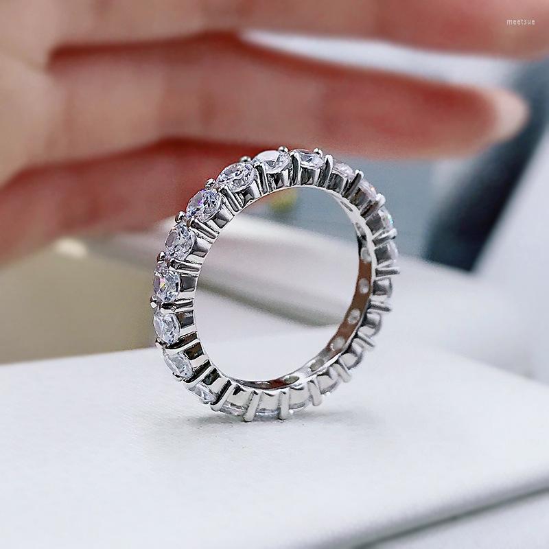 Cluster Rings S925 Silver Row Diamond Ring Female European And American Ins Fashion 3mm Engagement Full Enternity Band For Women
Cluster Rings S925 Silver Row Diamond Ring Female European And American Ins Fashion 3mm Engagement Full Enternity Band For Women