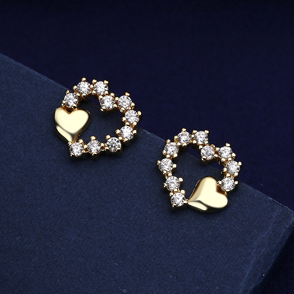 Chic Shine Heart Stud Earrings for Ladies | Timeless Fashion Piece in 925 Silver with Premium Zircon Stones