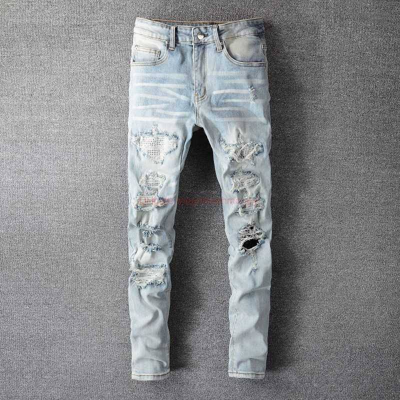 Designer Clothing Amires Jeans Denim Pants Amies New Style White Diamond Perforated Mens Jeans Light Wash Old Trend Slim Fit Small Feet Pants Mens High Street Distres, Picture color
Designer Clothing Amires Jeans Denim Pants Amies New Style White Diamond Perforated Mens Jeans Light Wash Old Trend Slim Fit Small Feet Pants Mens High Street Distres, Picture color