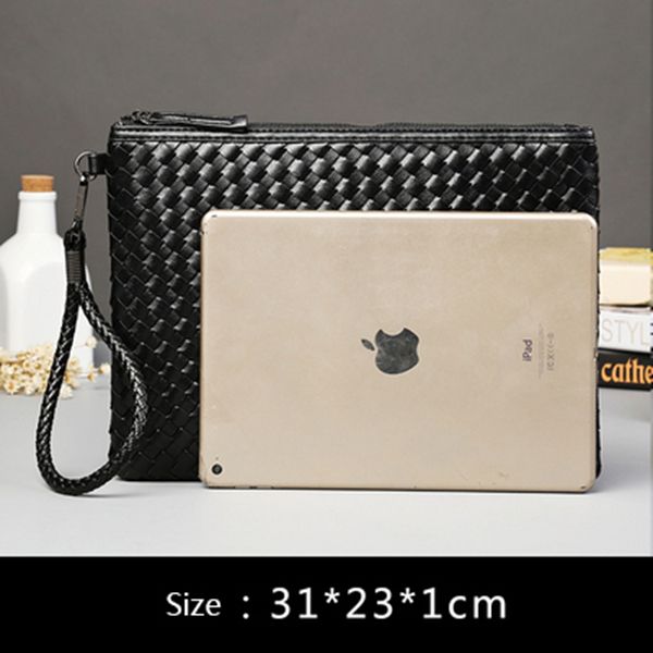 purse Designer man Handbag waist bags Clutch weave Casual Mens Fashion envelope bag large multiple pockets inside hidden zipper pocket dicky0750