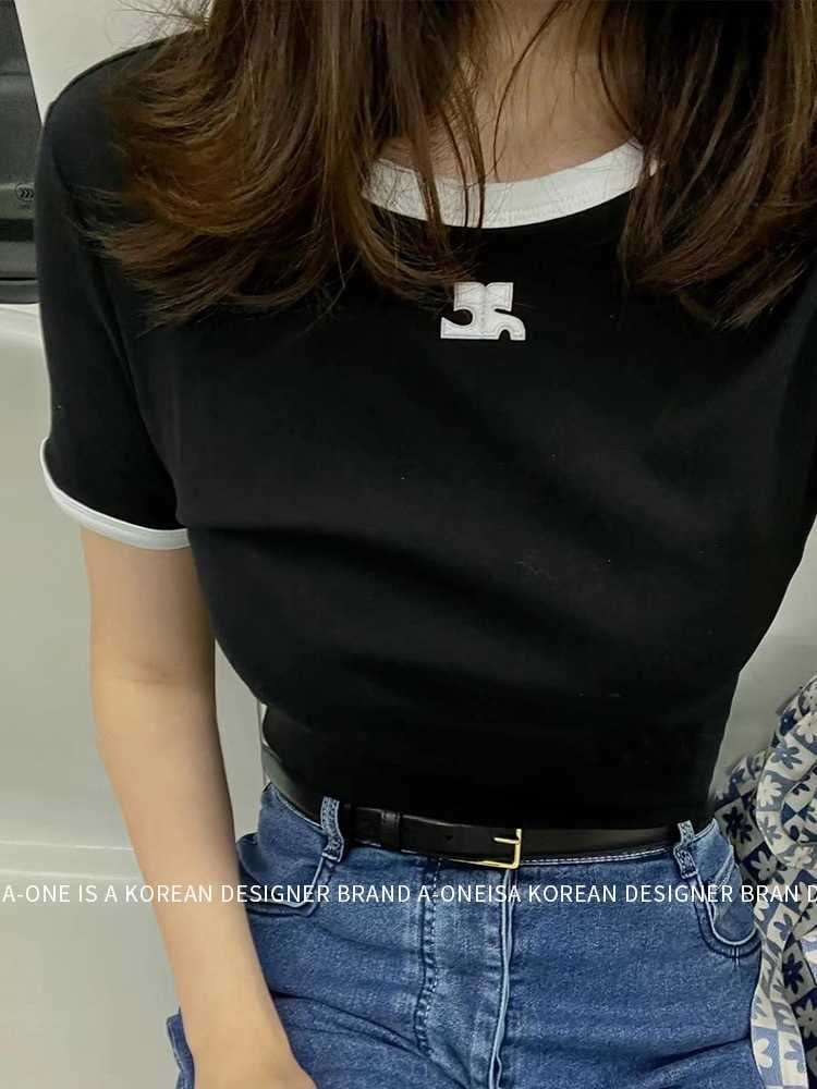 Niche correct version of jennie with the same embroidered short sleeved T-shirt for women' new top in multiple colors, Blue
Niche correct version of jennie with the same embroidered short sleeved T-shirt for women' new top in multiple colors, Blue