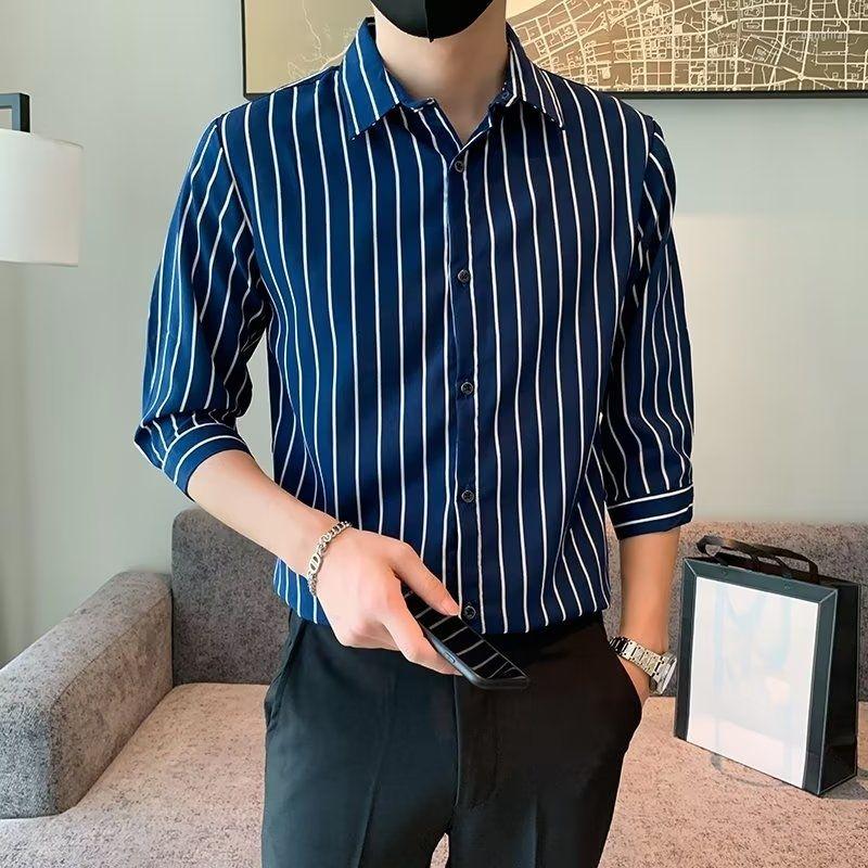 Men's Casual Shirts Mens Striped Long Sleeve Top Linen Male Brand Contrast Color Pocket Streetwear Turn Down Collar B163, Blue
Men's Casual Shirts Mens Striped Long Sleeve Top Linen Male Brand Contrast Color Pocket Streetwear Turn Down Collar B163, Blue