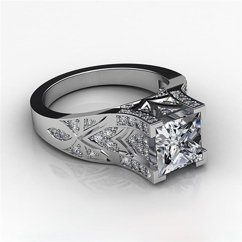 Wedding Rings Fashionable And Women's White Ring Princess Cutting Size 6-10Wedding