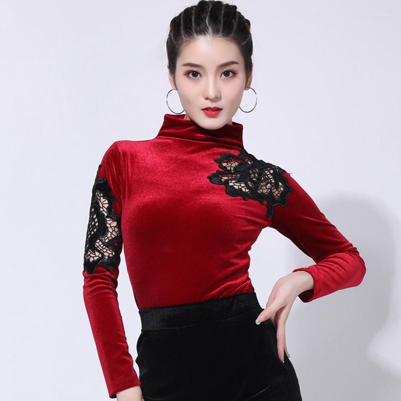 Stage Wear Latin Dance Tops Female Adult Long-Sleeved Velvet Sexy Lace Stand Collar Shirt Ballroom Samba Practice Clothes DL5494, Black
Stage Wear Latin Dance Tops Female Adult Long-Sleeved Velvet Sexy Lace Stand Collar Shirt Ballroom Samba Practice Clothes DL5494, Black