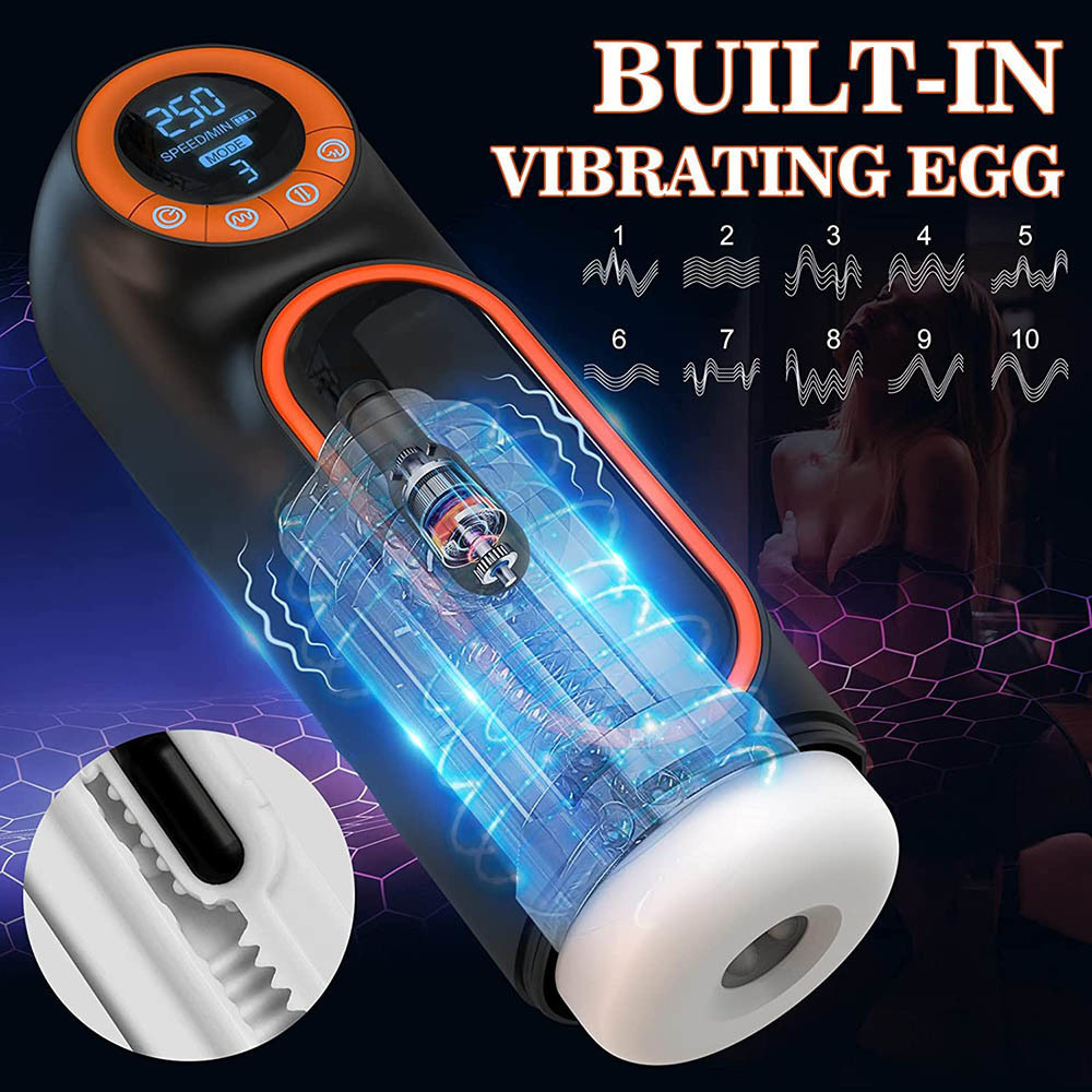 Masturbators HESEKS Auto Male Masturbator with LED display screen 10 Thrushing 4 Sucking 10 Vibration Pussy Vaginas Real oral sex toy 230524