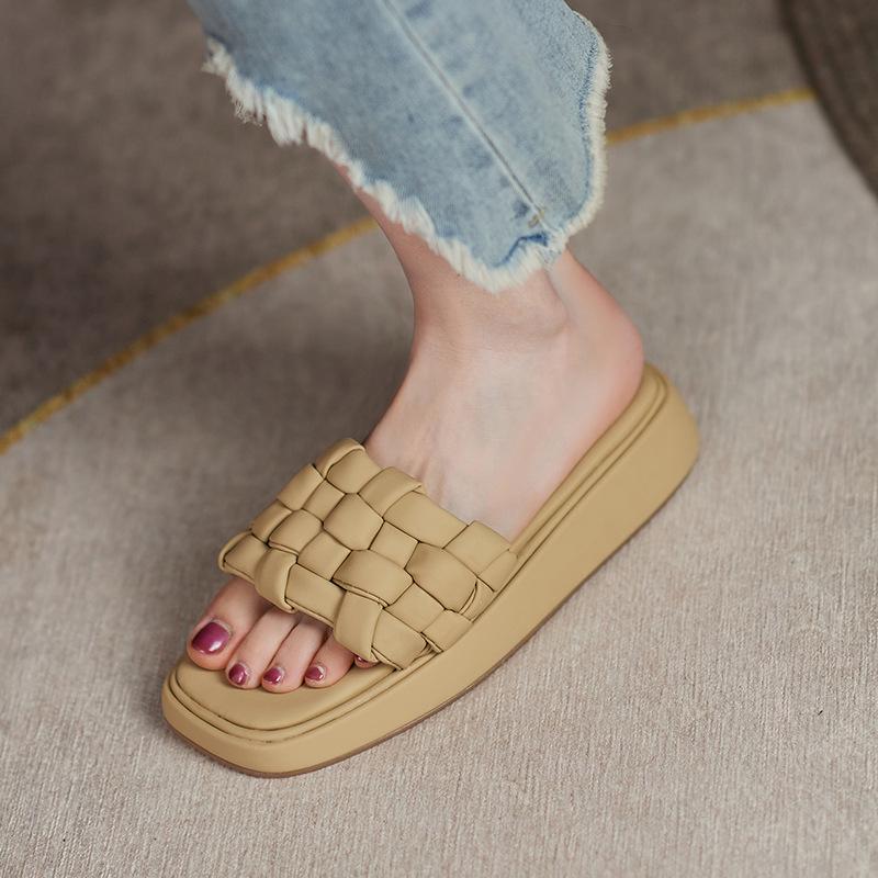 Slippers 2023 Women Weave Soft Bottom Platform Female Solid Square Toe Summer Slides Ladies Concise Casual Fashion Flat, Beige
Slippers 2023 Women Weave Soft Bottom Platform Female Solid Square Toe Summer Slides Ladies Concise Casual Fashion Flat, Beige