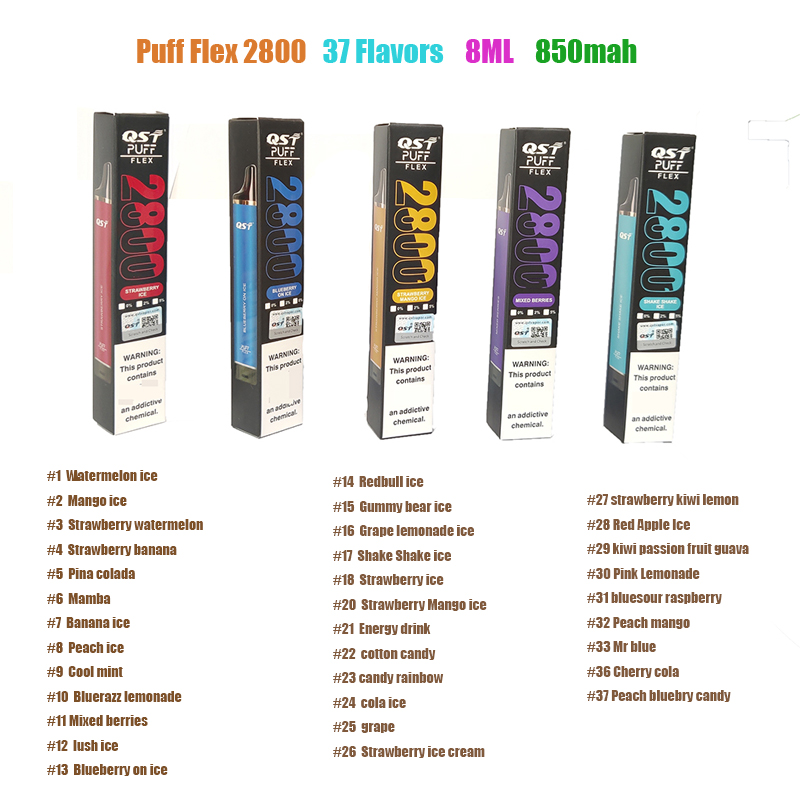 Puff Flex Puff 2800 disposable e cigarettes Vapes Electronic Cigarettes 850mah battery prefilled 8ml 37 Flavors
Puff Flex Puff 2800 disposable e cigarettes Vapes Electronic Cigarettes 850mah battery prefilled 8ml 37 Flavors