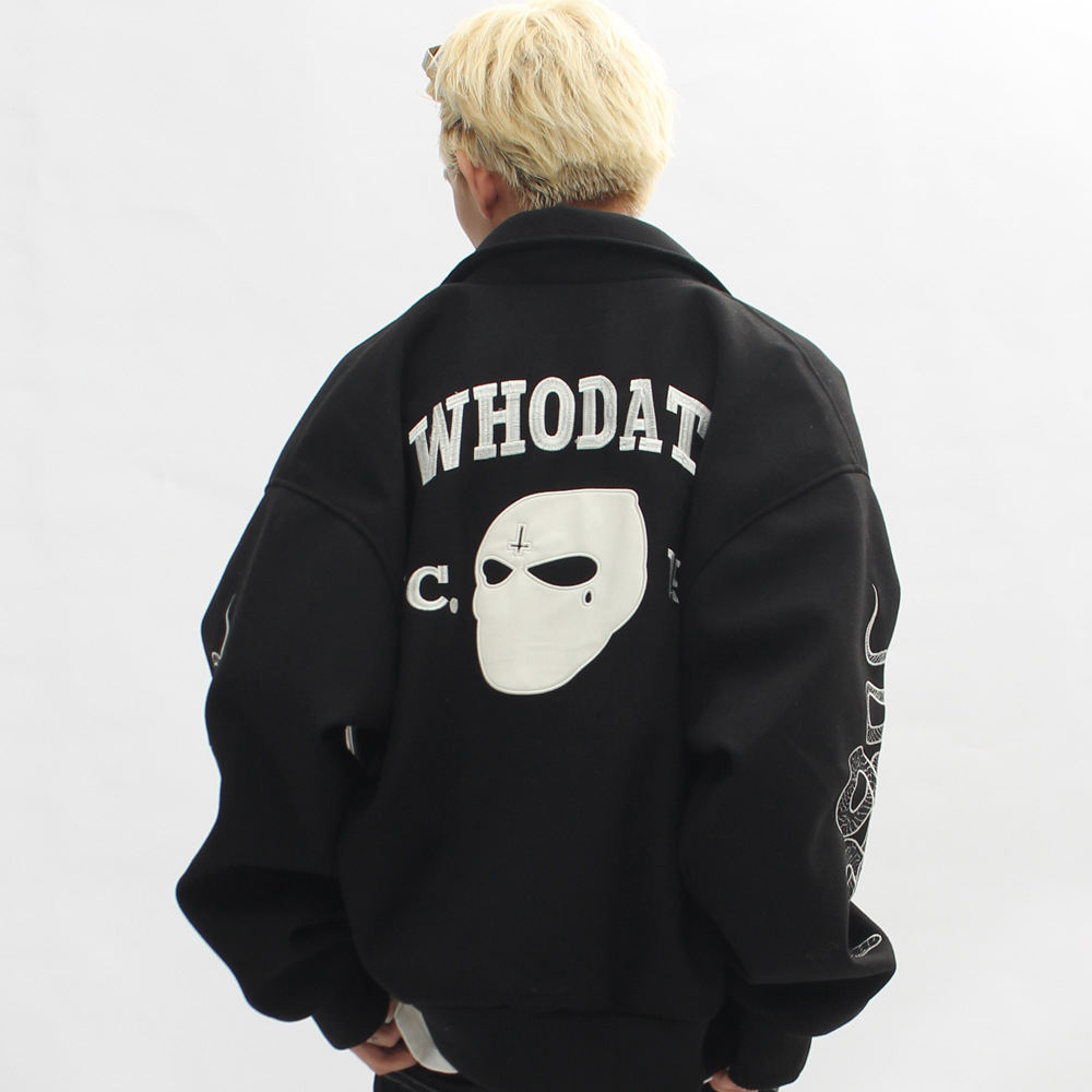 Fashion motorcycle riding jacket letter embroidery long sleeve bomber baseball jacket men