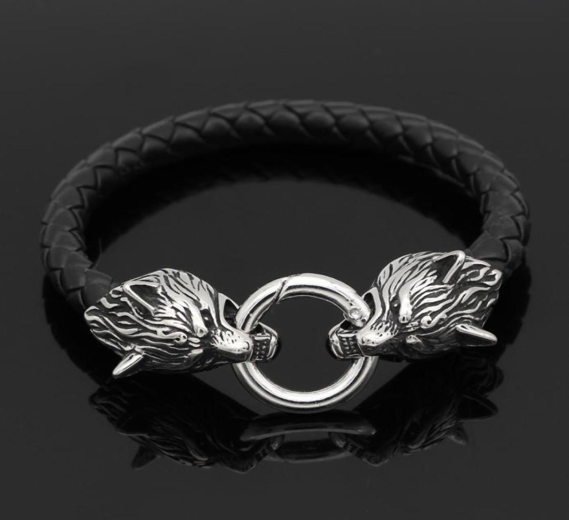 Bangle Men 316L Stainless steel leather norse viking wolf bracelet 21 23 25 CM 2211097087425
Bangle Men 316L Stainless steel leather norse viking wolf bracelet 21 23 25 CM 2211097087425