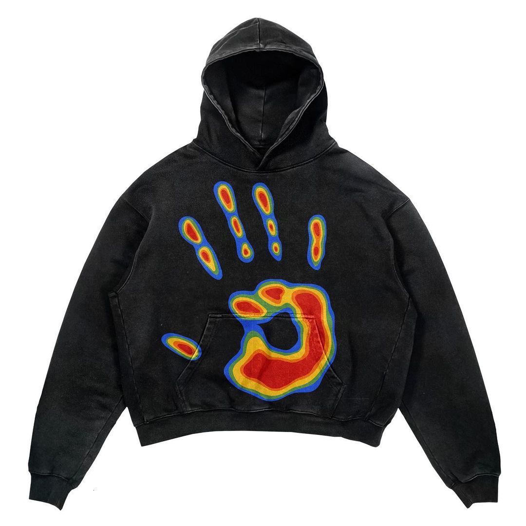 Men's Hoodies Sweatshirts American Retro High Street Goth Print Hoodie Ladies Harajuku Sweatshirt Loose Pullover Ins Men Long Sleeve Clothes Tops