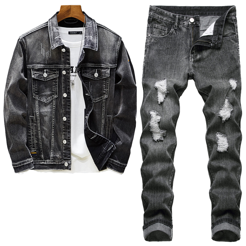 Retro Black Denim Jacket Jeans Two Piece Set for Men Simple Loose Cowboy Coat and Hole Ripped Pants Size S-5XL Male Clothing, Jacket and jeans h2061.9201
Retro Black Denim Jacket Jeans Two Piece Set for Men Simple Loose Cowboy Coat and Hole Ripped Pants Size S-5XL Male Clothing, Jacket and jeans h2061.9201