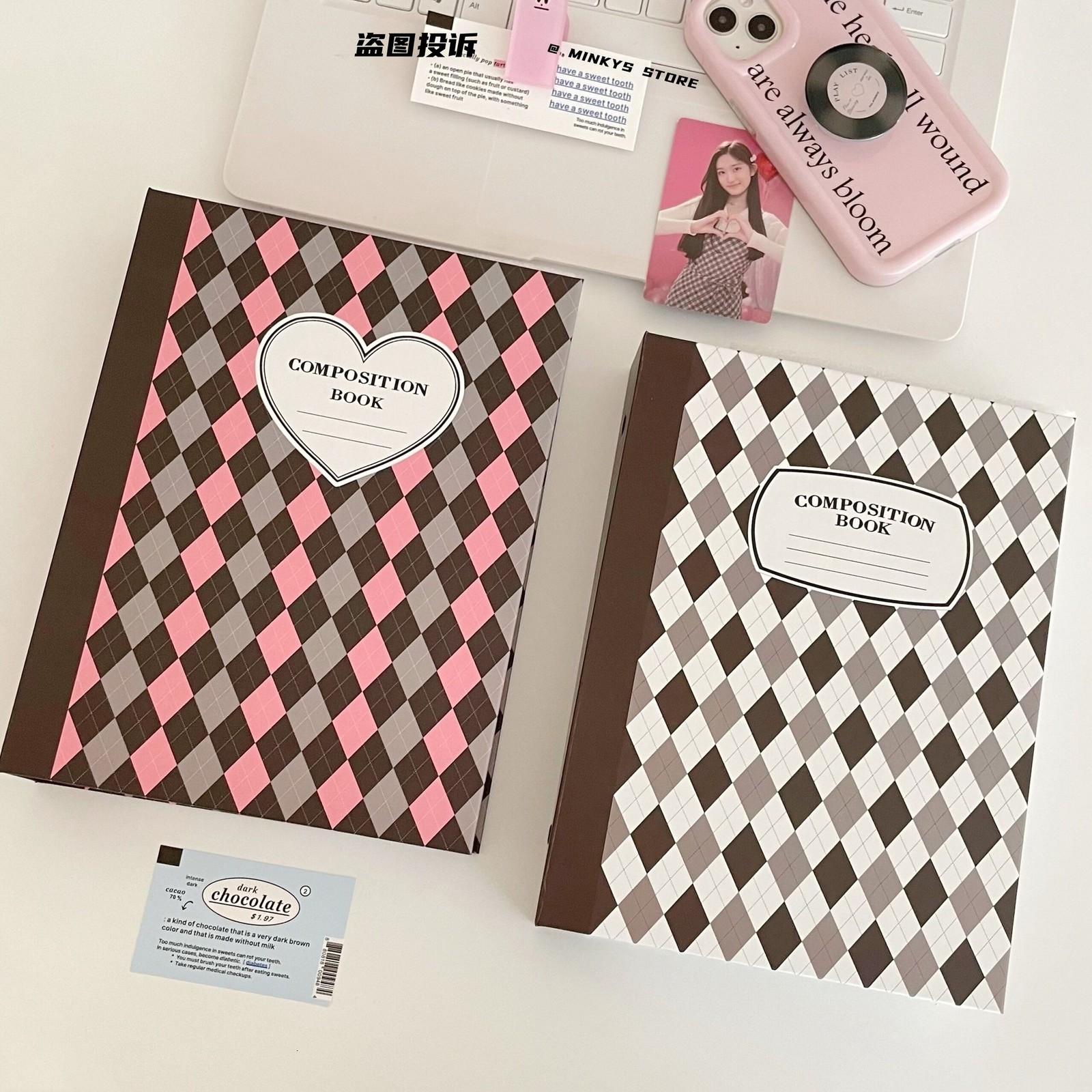 Notepads MINKYS Retro Rhombus A5 Kpop Pocard Binder Collect Book Idol Po Card Album Kawaii Stationery 230523
