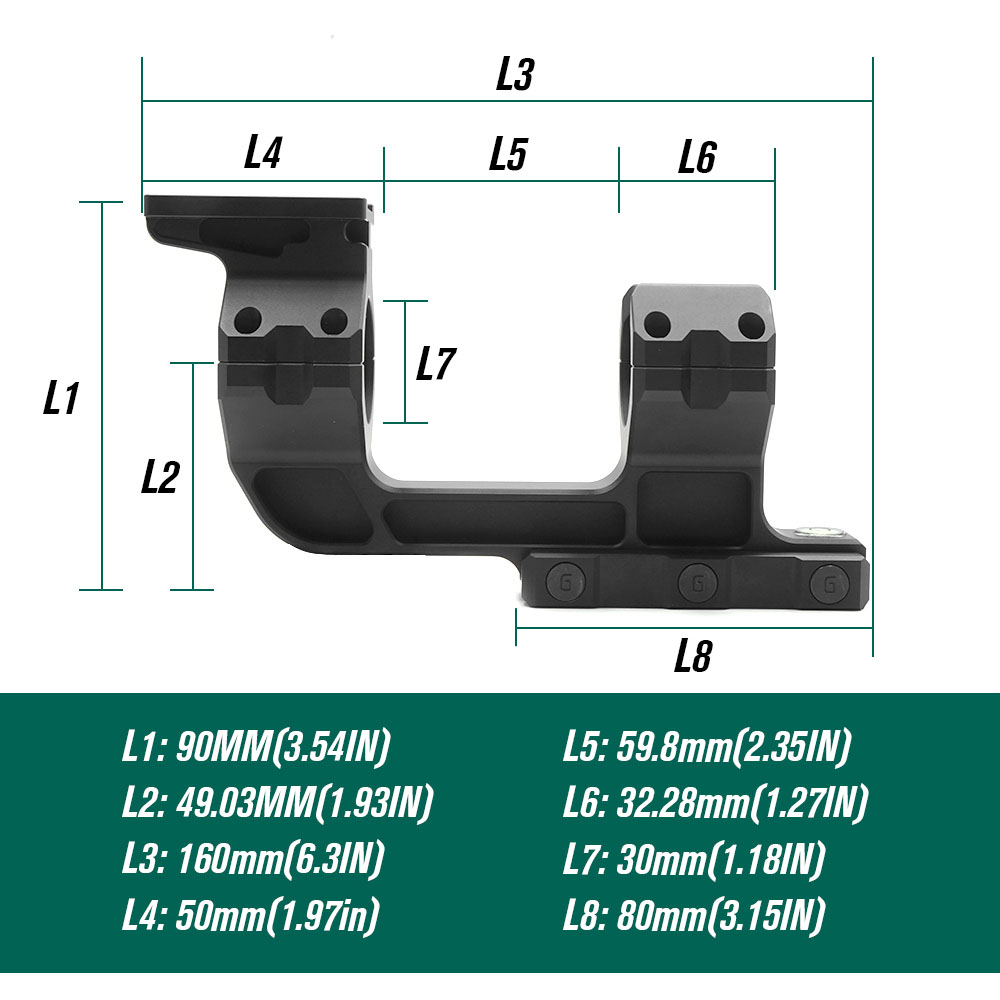 SPECPRECISION 1.93inch Optics Centerline Height 30mm Tube Mount For RZ 1-6X Riflescope