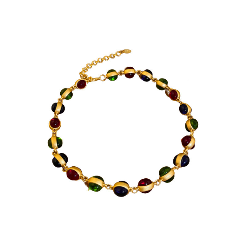 Chokers Punk Colorful Resin Love Heart Beads Choker Necklace Statement Girlfriend Gift Gold Color Vintage Jewelry Collier Femme 23