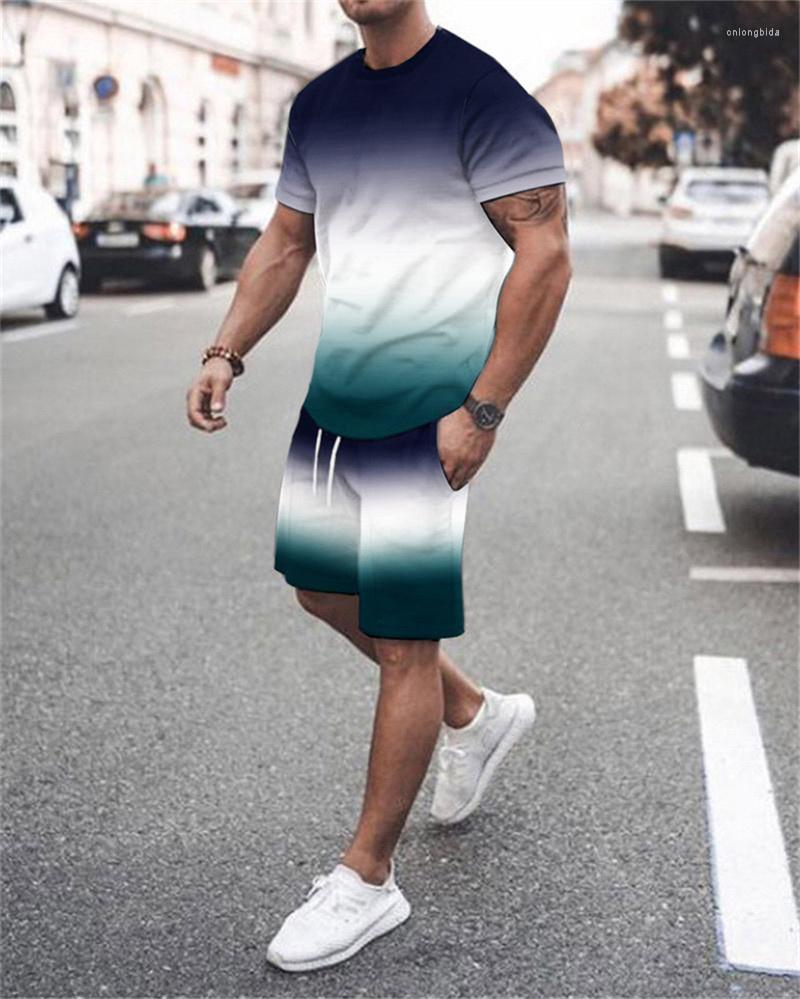 Men's Tracksuits 2023 Men's Sets Summer Short Sleeve T-Shirt Suit Fashion 2 Piece Streetwear 3D Print Sports Shorts Tracksuit Male