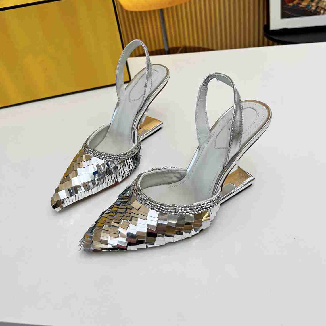 Designer F Dress Shoes Heels Classic Slide Letter FFity Shoes Fashion Women Wedding Heel GF1d