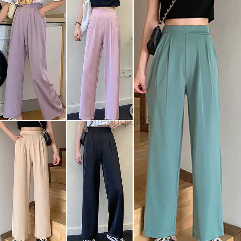 Women's Jeans Spring Summer Straight Wide Leg Pants Korean Style Loose High Waist Casual Trousers Solid Office Straight Pants Harajuku Pants Y23