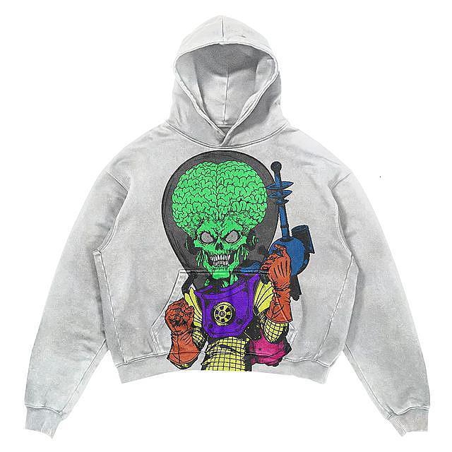 Men's Hoodies Sweatshirts American Retro High Street Goth Print Hoodie Ladies Harajuku Sweatshirt Loose Pullover Ins Men Long Sleeve Clothes Tops