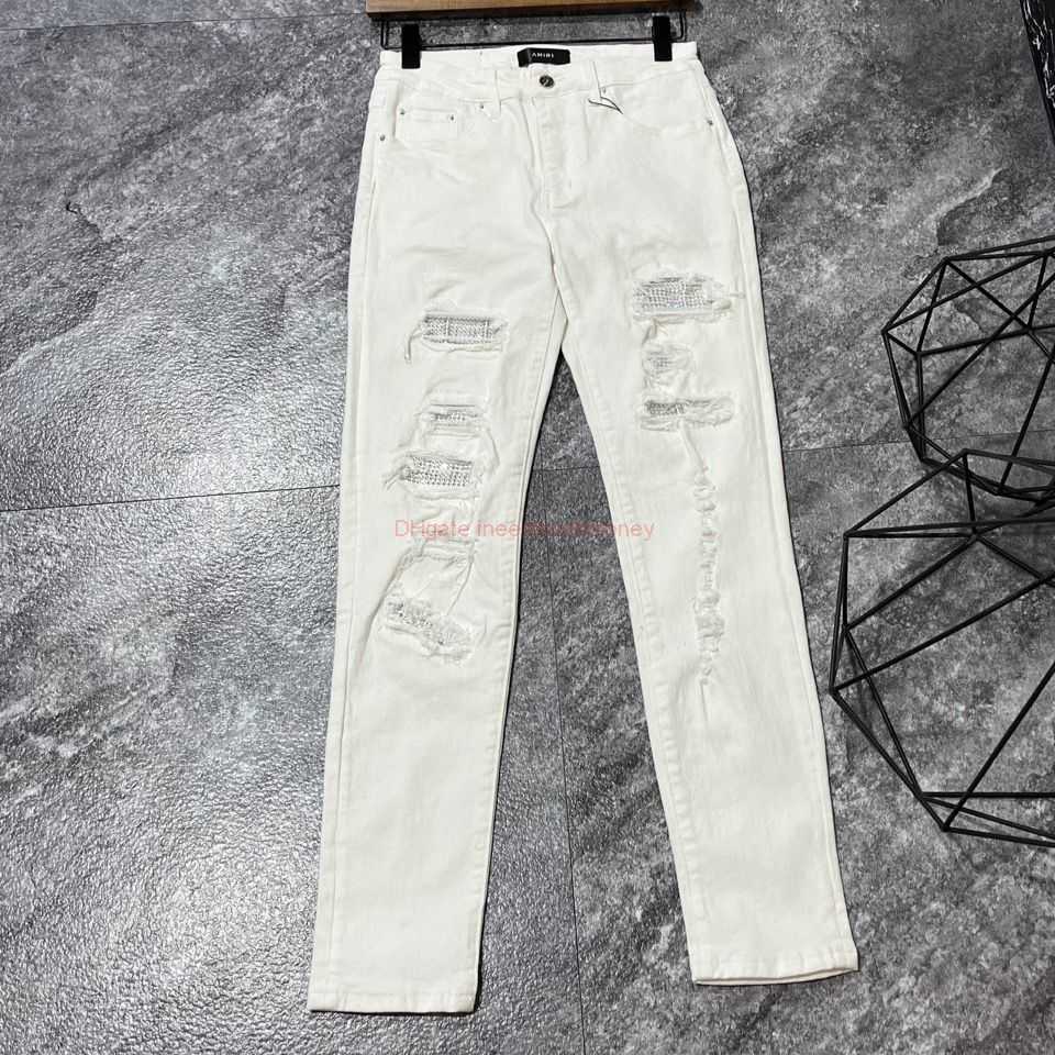 Designer Clothing Amires Jeans Denim Pants High Street Fashion Brand Amies White Diamond Hole Patch Jeans for Mens Youth Elastic Slim Fit Small Feet Pants Distressed
Designer Clothing Amires Jeans Denim Pants High Street Fashion Brand Amies White Diamond Hole Patch Jeans for Mens Youth Elastic Slim Fit Small Feet Pants Distressed