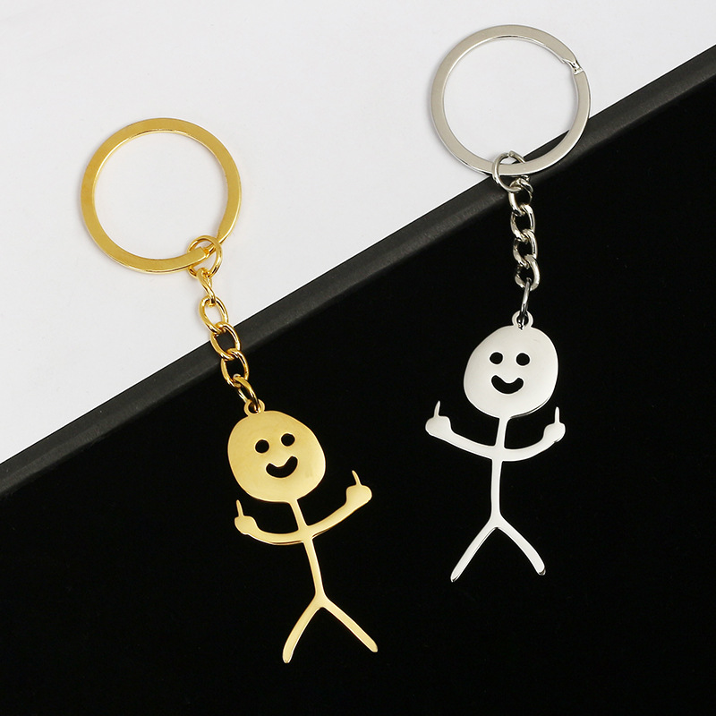 2023 Funny Middle Finger Stickman Keychain Cute Trend Titanium Steel School Bag Car Key Pendant Couple New Trinket Gift Keyrings
2023 Funny Middle Finger Stickman Keychain Cute Trend Titanium Steel School Bag Car Key Pendant Couple New Trinket Gift Keyrings