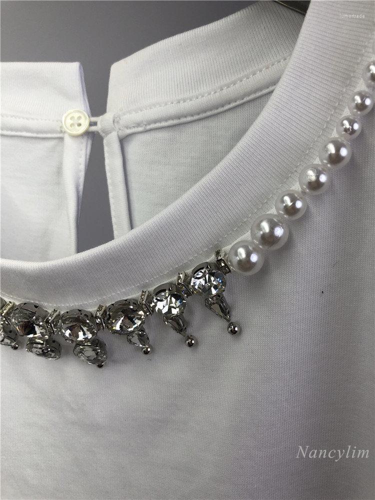 Women's T Shirts 2023 Spring And Summer White Cotton T-Shirts For Women Short-Sleeved Pearl Beaded Diamond Round Neck Tee Tops All-Matching, Black silver diamond
Women's T Shirts 2023 Spring And Summer White Cotton T-Shirts For Women Short-Sleeved Pearl Beaded Diamond Round Neck Tee Tops All-Matching, Black silver diamond