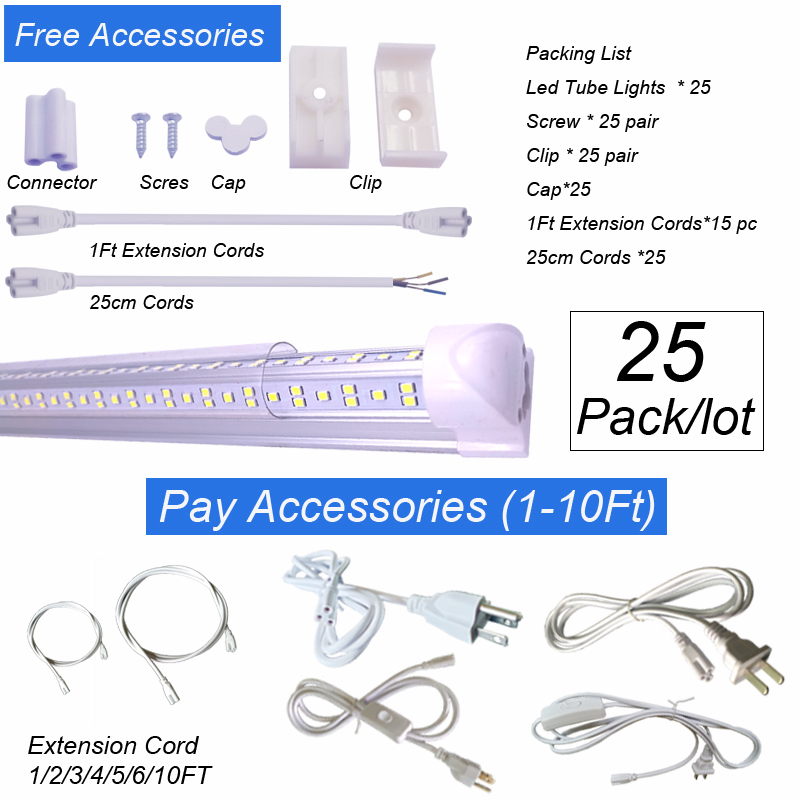 4 Ft LED Light Tube 72W 2 Pin G13 Base Cool White 6000K, Clear Cover T8 Ballast Bypass Required, Dual-End Powered, 48 Inch T8 72W Flourescent Tube Rep