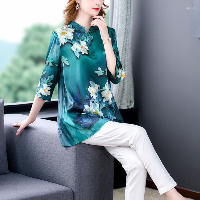 Women's T Shirts Spring And Summer 2023 Westernized Silk Top Women's Floral Print Temperament Standing Collar Loose Shirt, As shown
Women's T Shirts Spring And Summer 2023 Westernized Silk Top Women's Floral Print Temperament Standing Collar Loose Shirt, As shown