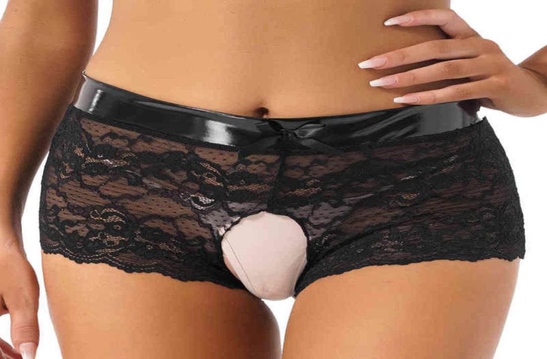 Women Seethrough Crotchless Lace Panties Underpants Underwear Ladies Low Waist Patent Leather Waistband Lingerie L2207119993306, Black
Women Seethrough Crotchless Lace Panties Underpants Underwear Ladies Low Waist Patent Leather Waistband Lingerie L2207119993306, Black