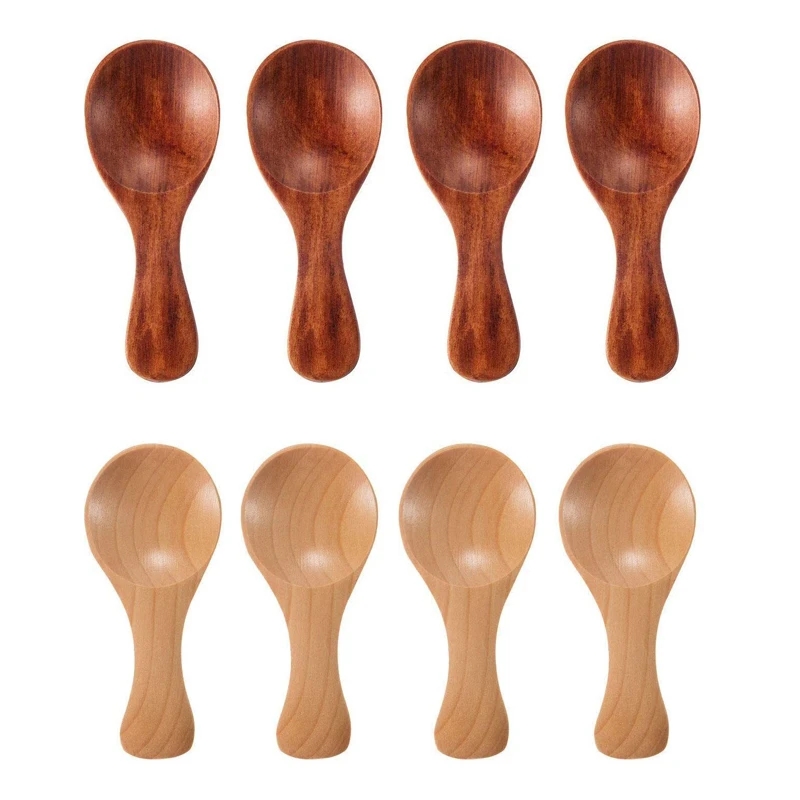 Mini Wooden Spoons Small Kitchen Spice Condiment Spoon Sugar Tea Coffee Scoop Short Handle Wood Kids Spoon Kitchen Gadgets