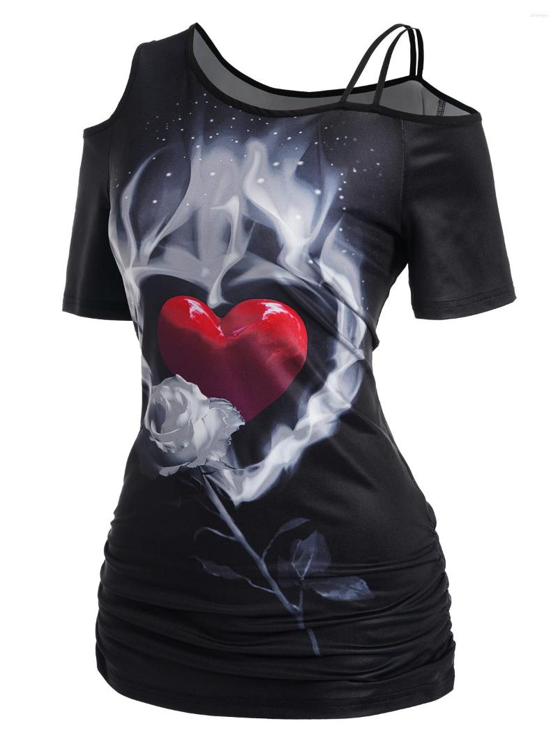 Women' T Shirts Short Sleeve Tops Women Summer Smoke Heart Rose Print Tee Cold Shoulder Dual Straps Ruched T-shirt Female Clothing Everyday, 3401
Women' T Shirts Short Sleeve Tops Women Summer Smoke Heart Rose Print Tee Cold Shoulder Dual Straps Ruched T-shirt Female Clothing Everyday, 3401