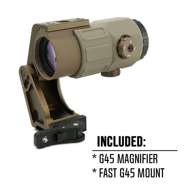 Tactical G45 5X Magnifier Scope With FAST FTC Mount Combo For Airsoft with US Flag Original Markings FDE Colors