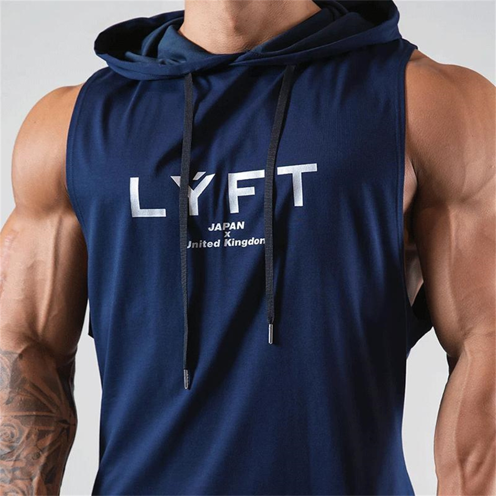 Mens Tank Tops Summer Hooded Men Gym Fitness Bodybuilding Sport Sleeveless Hoodie Male Casual Cotton Stringer Singlet Vest Clothing 230524