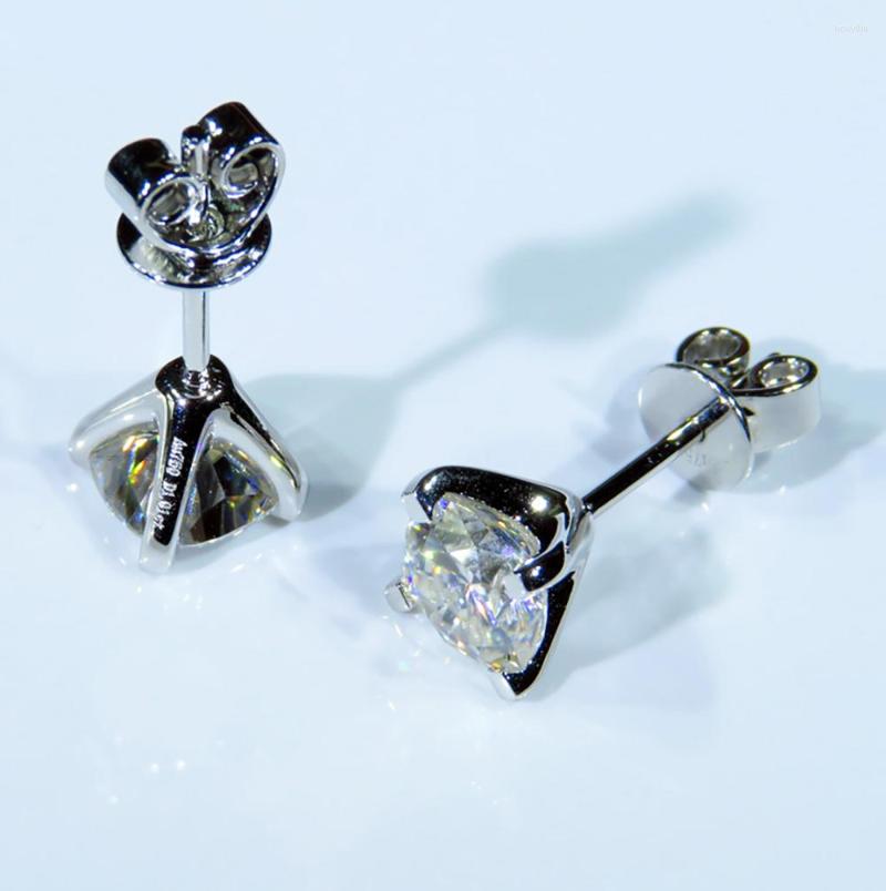 Stud Earrings Au750 White Gold Women Moissanite Dias 2 Carat Cushion Square Wedding Party Engagement Anniversary Trendy