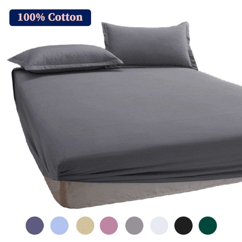 Bedding sets 100% Cotton Fitted Sheet with Elastic Bands Non Slip Adjustable Mattress Covers for Single Double King Queen Bed 140160200cm 230531