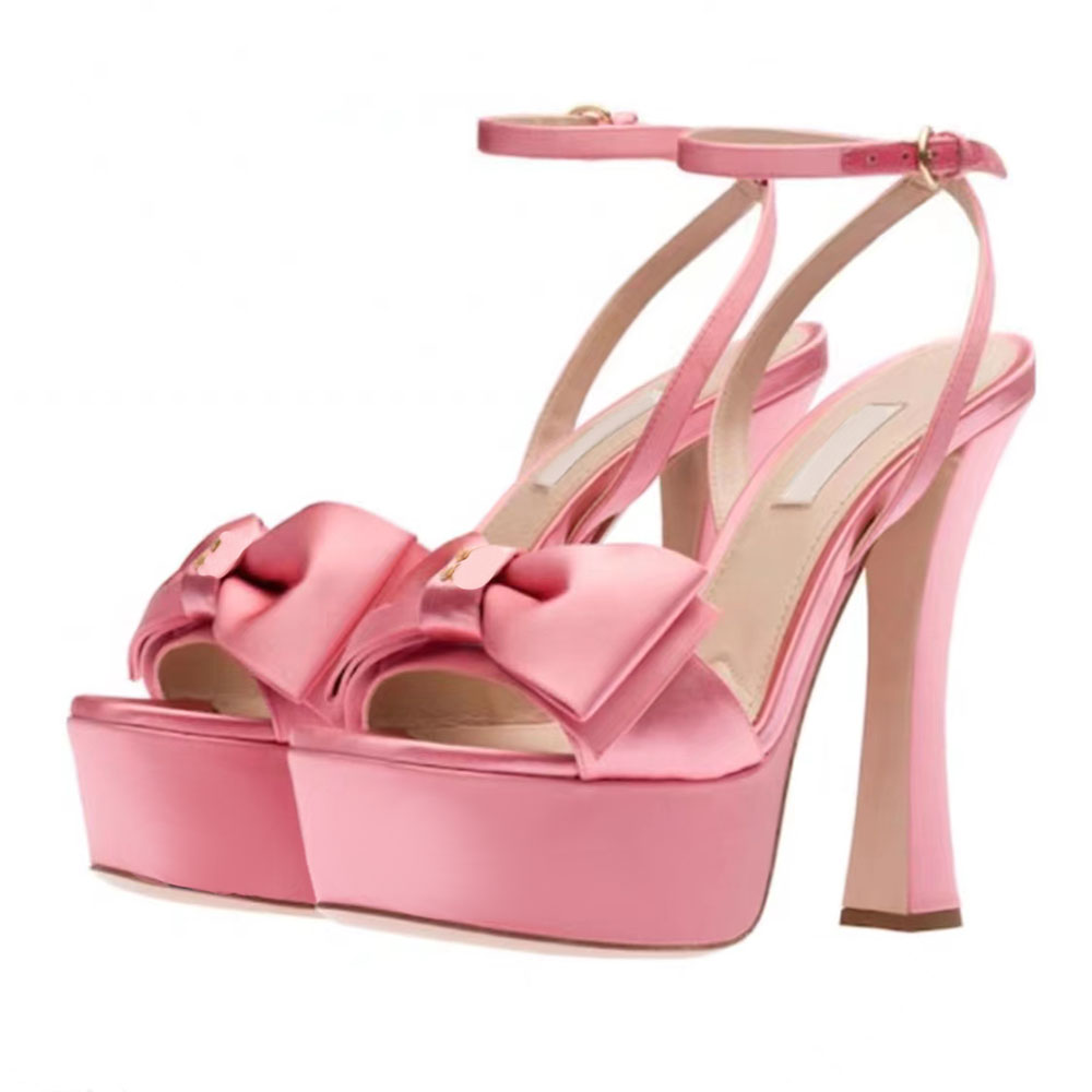 Bowtie Sandals platform Pink Satin Chunky Heel Dress shoes Designer womens Fashion Party Wedding Evening shoes 14cm Luxury ankle strap ladies high heels With box, 2 #
Bowtie Sandals platform Pink Satin Chunky Heel Dress shoes Designer womens Fashion Party Wedding Evening shoes 14cm Luxury ankle strap ladies high heels With box, 2 #