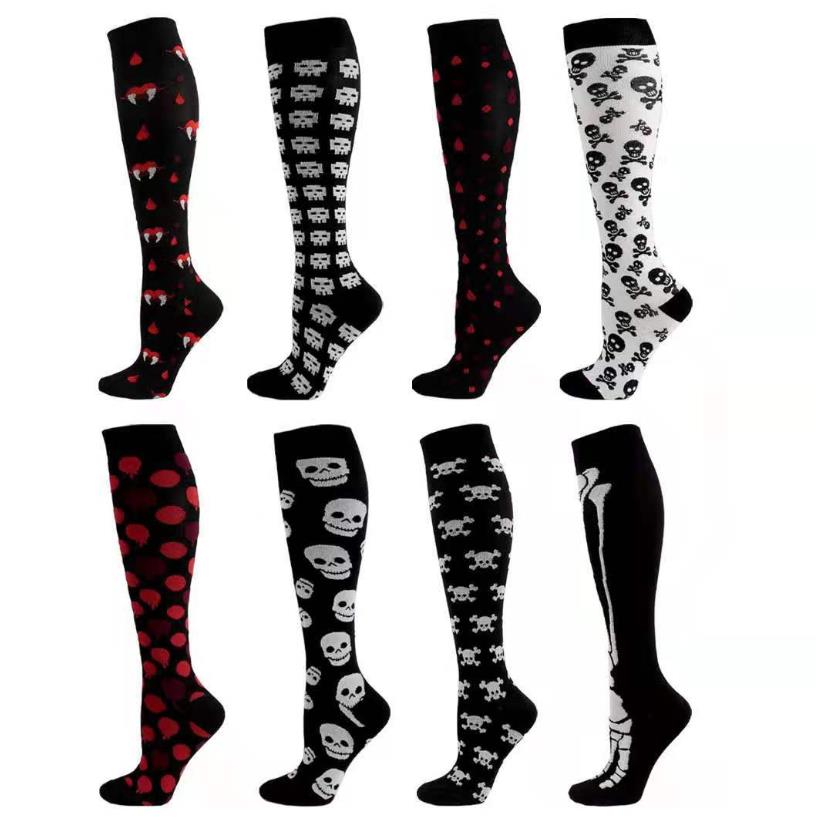 Compression Socks Fashion Halloween Patterns Women Men Circulation Support Stockings for Medical Circulation Nurses Running Travel