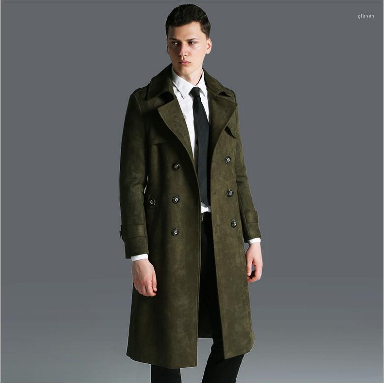 Men's Trench Coats Europe Fashion Army Green Gray Black Overcoat Deer Suede Coat Men 2023 Super Long Windbreaker Spring Autumn Clothing
Men's Trench Coats Europe Fashion Army Green Gray Black Overcoat Deer Suede Coat Men 2023 Super Long Windbreaker Spring Autumn Clothing