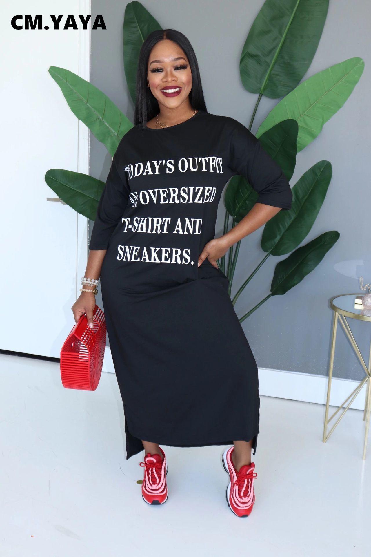 Dresses CM.YAYA Women Summer Slim Maxi Dress Sexy Three Quarter Sleeve Letter Print Loose Street Casual Bandage Basic Dresses Vestido, Orange
Dresses CM.YAYA Women Summer Slim Maxi Dress Sexy Three Quarter Sleeve Letter Print Loose Street Casual Bandage Basic Dresses Vestido, Orange