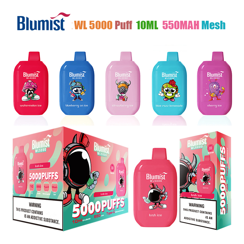 Blumist WL5000 Puff 5000 Vape Disposable E-cigarettes Vapes 10ML Prefilled 650Mah Rechargeable Battery Mesh Coil Vapes Box Authentic
Blumist WL5000 Puff 5000 Vape Disposable E-cigarettes Vapes 10ML Prefilled 650Mah Rechargeable Battery Mesh Coil Vapes Box Authentic