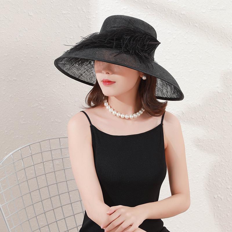 Wide Brim Hats 202302-ll-T025B041001 Drop Natural Yarn Banquet Feather Formal Sun Cap Women Leisure Holiday Beach Hat, Black
Wide Brim Hats 202302-ll-T025B041001 Drop Natural Yarn Banquet Feather Formal Sun Cap Women Leisure Holiday Beach Hat, Black