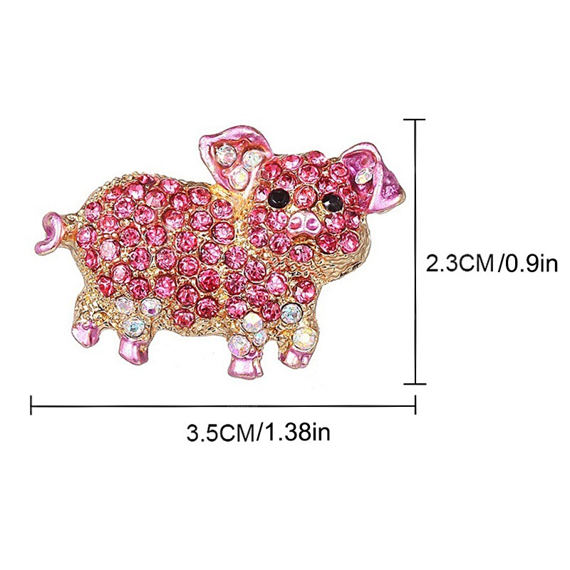 Cartoon Pig Brooches Pin for Women Cute Rhinestone Crystal Little Pig Lapel Pin Backpack Animal Jewelry Gift