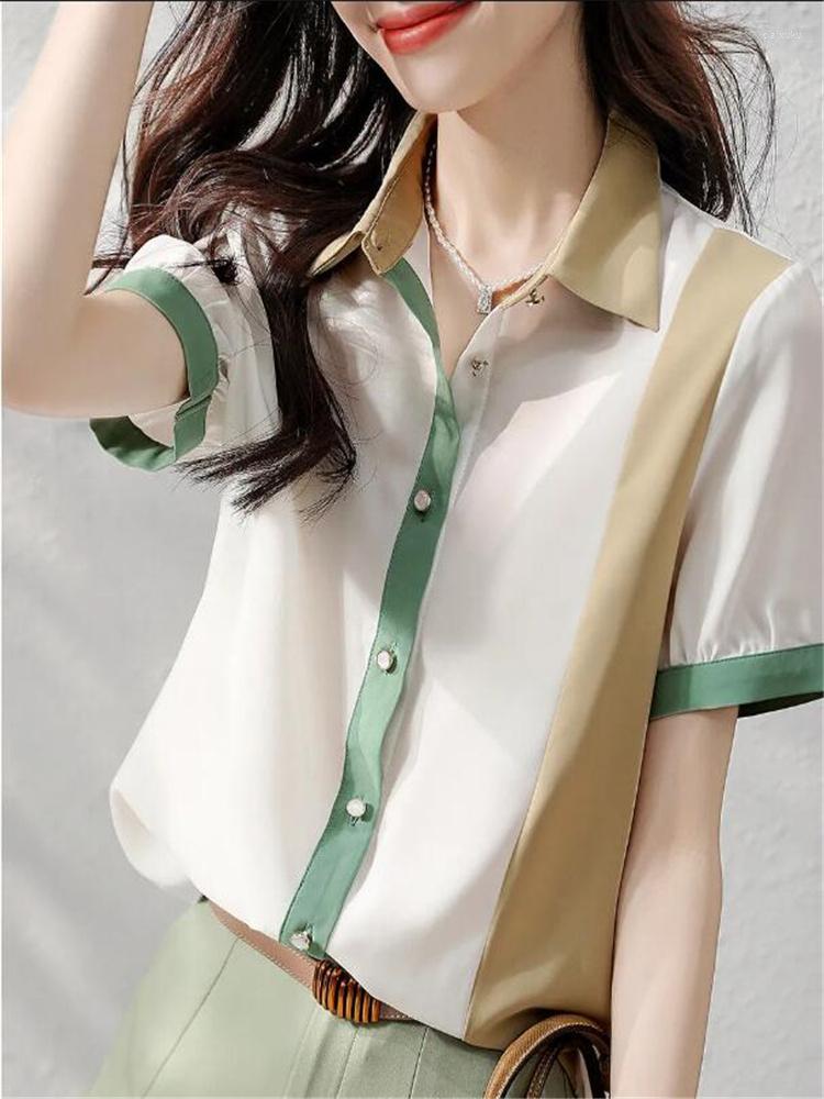 Women's Blouses Asymmetric For Woman Contrast Color Shirt Patchwork Top Summer Office Lady Short Sleeved Blouse Casual Basic, Multi
Women's Blouses Asymmetric For Woman Contrast Color Shirt Patchwork Top Summer Office Lady Short Sleeved Blouse Casual Basic, Multi