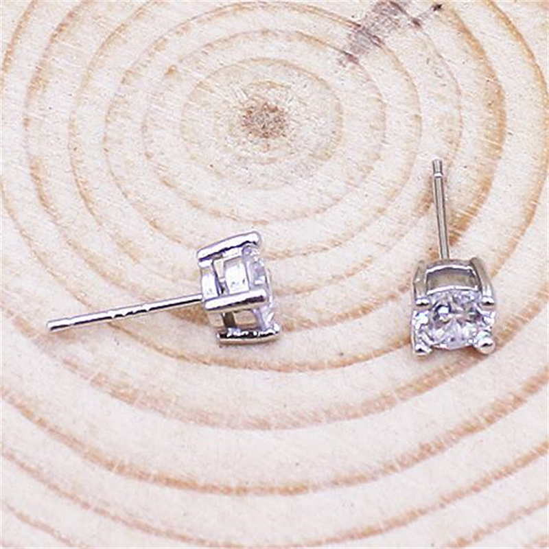 Chic Women's Sterling Silver Stud Earrings with Sparkling Crystals and Diamond Accents - Ideal Bridal Accessory