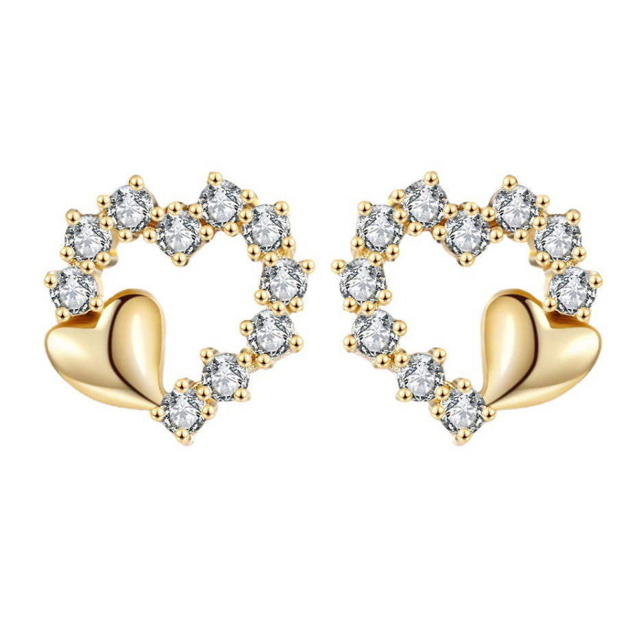 Chic Shine Heart Stud Earrings for Ladies | Timeless Fashion Piece in 925 Silver with Premium Zircon Stones