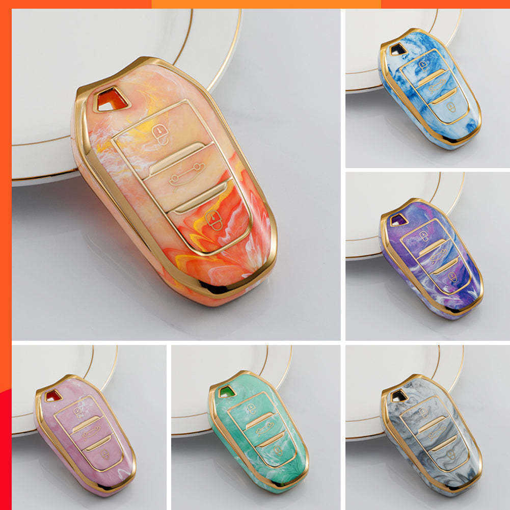 New Tpu Jade Pattern Car Key Box Cover Protection 3 Keys for Peugeot 308 408 508 2008 3008 4008 5008 Citroen C4 C4l C6 C3-xr